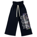 Market Crash Streetwear Double Waisted Sweatpants Wide Leg French Terry 420GSM Black Cotton