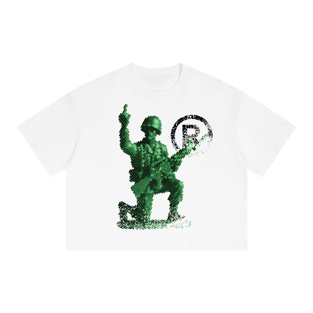 Deployed Streetwear Tee Y2k T-Shirt White Boxy Cropped 250GSM Summer Short Sleeve Crew Neck