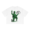 Deployed Streetwear Tee Y2k T-Shirt White Boxy Cropped 250GSM Summer Short Sleeve Crew Neck