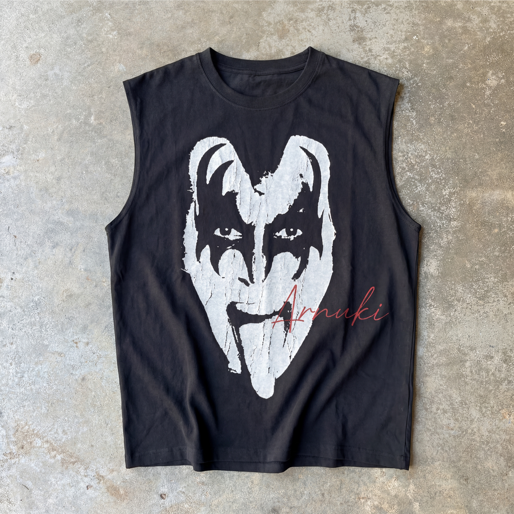 KISS Cropped Boxy Black Tank Top 280GSM Streetwear Graphic Y2K Unisex Cotton