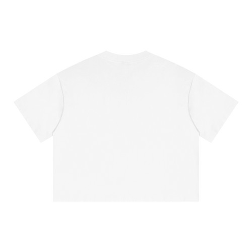 Deployed Streetwear Tee Y2k T-Shirt White Boxy Cropped 250GSM Summer Short Sleeve Crew Neck